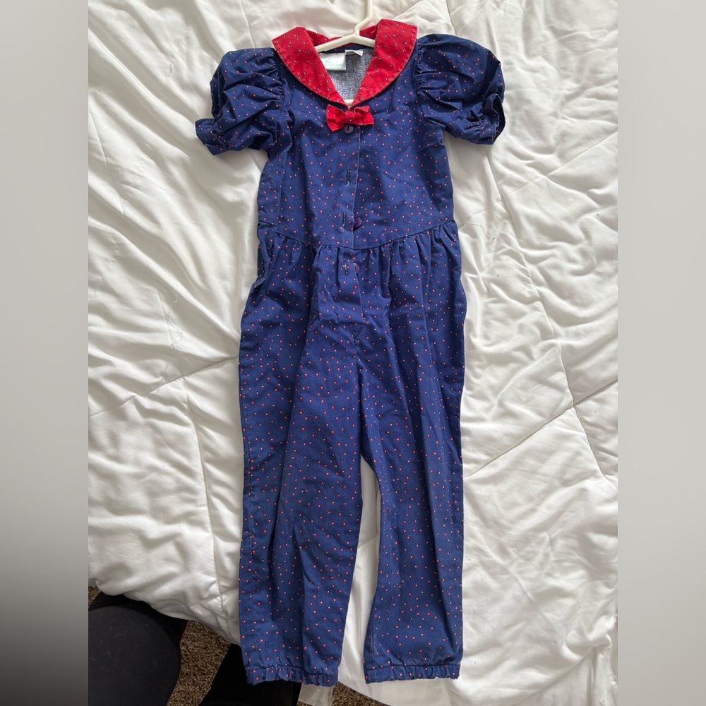 Vintage Blue and Red Kids Jumpsuit